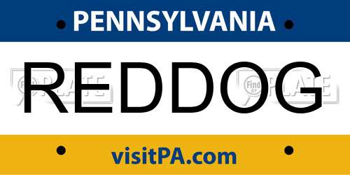 REDDOG Pennsylvania License Plate