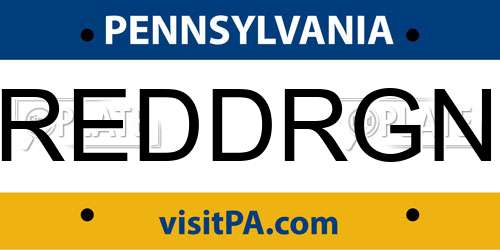REDDRGN Pennsylvania License Plate