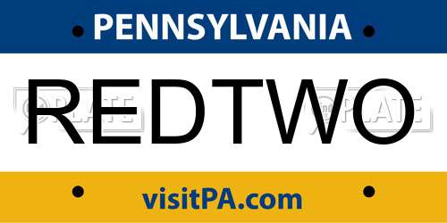 REDTWO Pennsylvania License Plate
