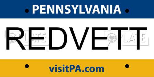 REDVETT Pennsylvania License Plate