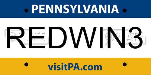 REDWIN3 Pennsylvania License Plate