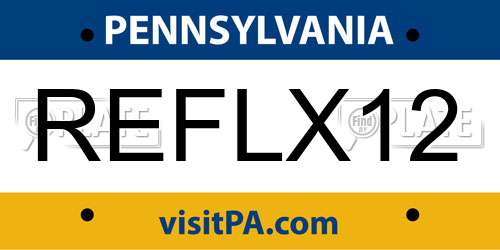 REFLX12 Pennsylvania License Plate