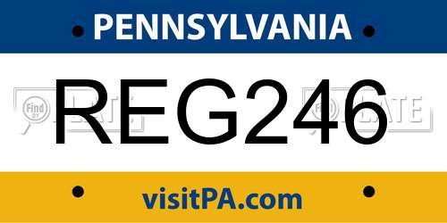 REG246 Pennsylvania License Plate