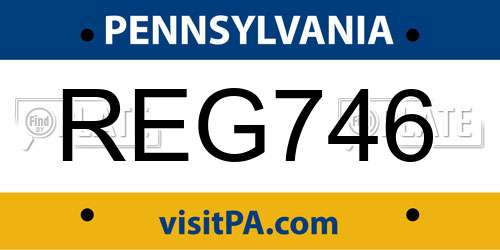REG746 Pennsylvania License Plate