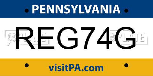 REG74G Pennsylvania License Plate