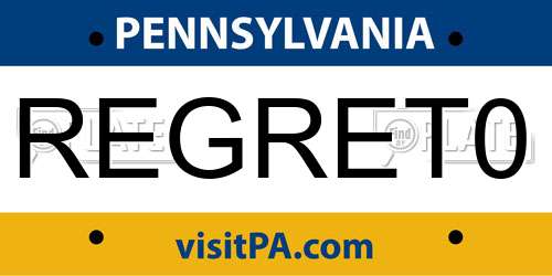 REGRET0 Pennsylvania License Plate