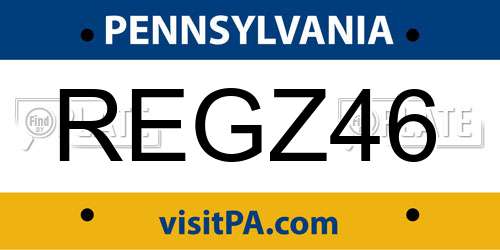 REGZ46 Pennsylvania License Plate