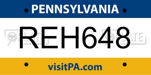 REH648 Pennsylvania License Plate