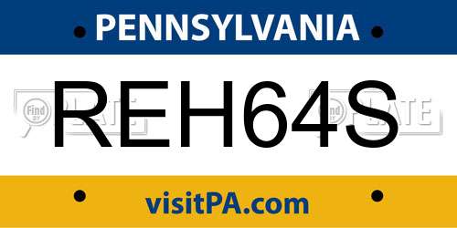 REH64S Pennsylvania License Plate