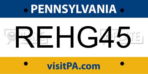 REHG45 Pennsylvania License Plate