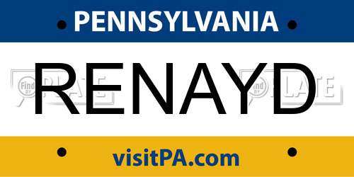 RENAYD Pennsylvania License Plate
