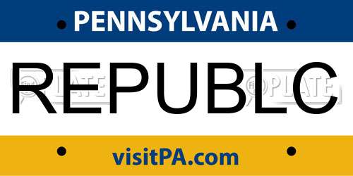 REPUBLC Pennsylvania License Plate