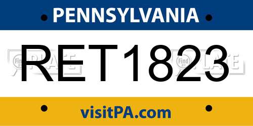 RET1823 Pennsylvania License Plate