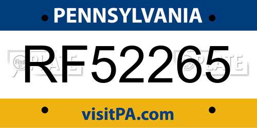 RF52265 Pennsylvania License Plate