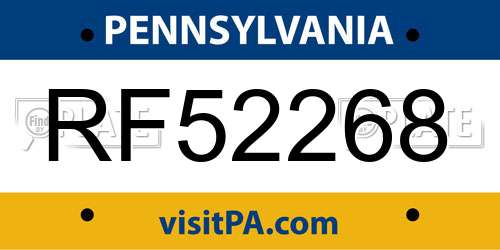 RF52268 Pennsylvania License Plate