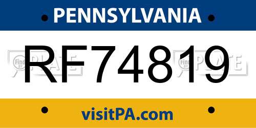 RF74819 Pennsylvania License Plate