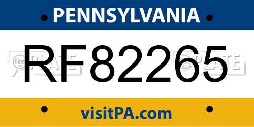 RF82265 Pennsylvania License Plate
