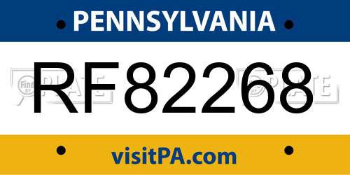 RF82268 Pennsylvania License Plate