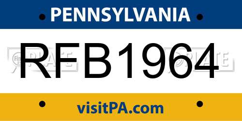 RFB1964 Pennsylvania License Plate