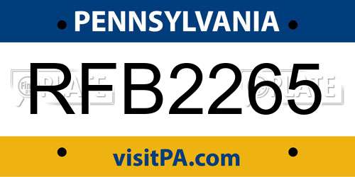RFB2265 Pennsylvania License Plate