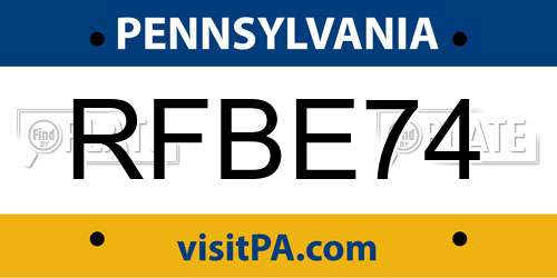 RFBE74 Pennsylvania License Plate