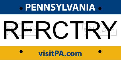 RFRCTRY Pennsylvania License Plate