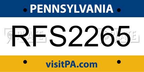 RFS2265 Pennsylvania License Plate