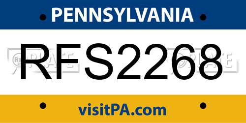 RFS2268 Pennsylvania License Plate