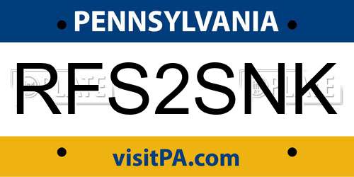 RFS2SNK Pennsylvania License Plate