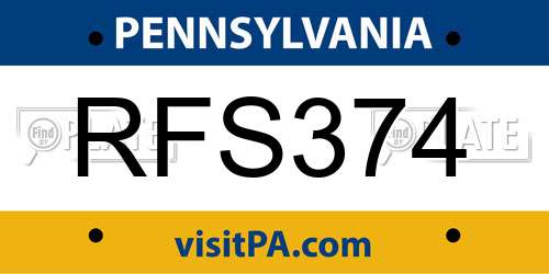 RFS374 Pennsylvania License Plate