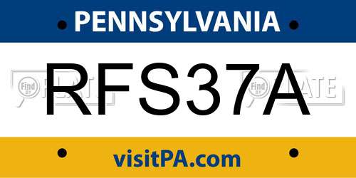 RFS37A Pennsylvania License Plate