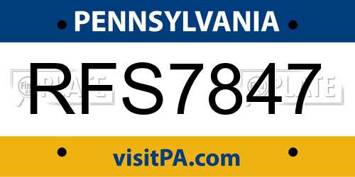 RFS7847 Pennsylvania License Plate