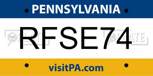 RFSE74 Pennsylvania License Plate