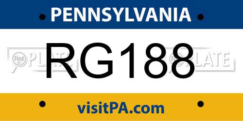 RG188 Pennsylvania License Plate