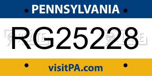 RG25228 Pennsylvania License Plate