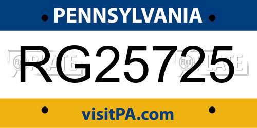 RG25725 Pennsylvania License Plate