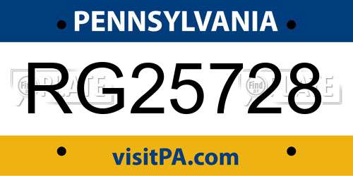 RG25728 Pennsylvania License Plate