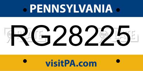 RG28225 Pennsylvania License Plate