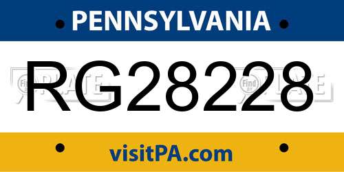 RG28228 Pennsylvania License Plate