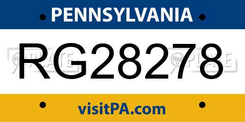 RG28278 Pennsylvania License Plate