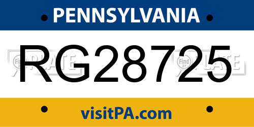 RG28725 Pennsylvania License Plate