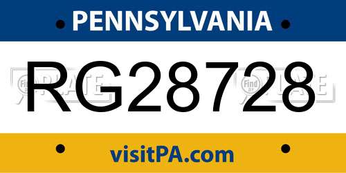 RG28728 Pennsylvania License Plate