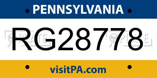 RG28778 Pennsylvania License Plate