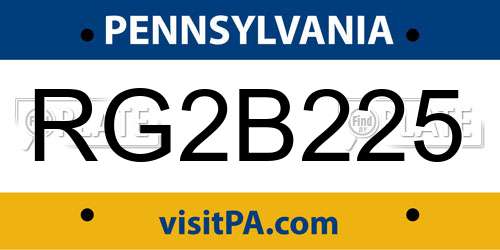 RG2B225 Pennsylvania License Plate