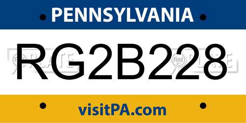 RG2B228 Pennsylvania License Plate