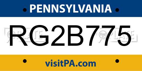 RG2B775 Pennsylvania License Plate
