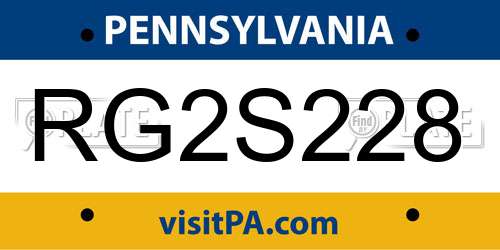 RG2S228 Pennsylvania License Plate