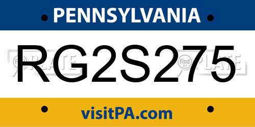 RG2S275 Pennsylvania License Plate