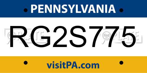 RG2S775 Pennsylvania License Plate