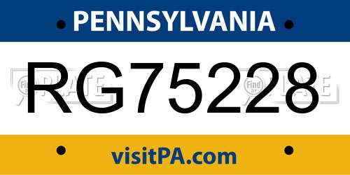 RG75228 Pennsylvania License Plate